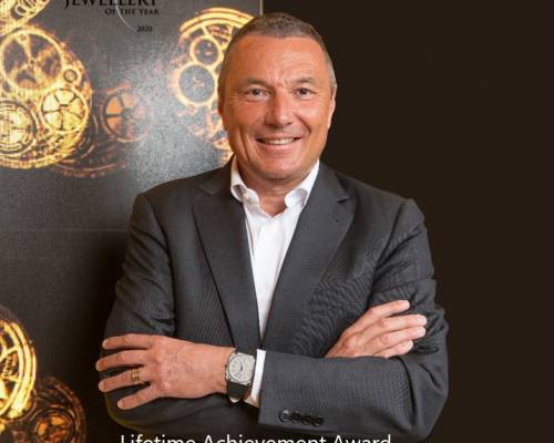 Mr. Jean-Christophe Babin, CEO, BVLGARI receives the Lifetime Achievement Award during the Middle East Watch & Jewellery of the Year Awards 2020