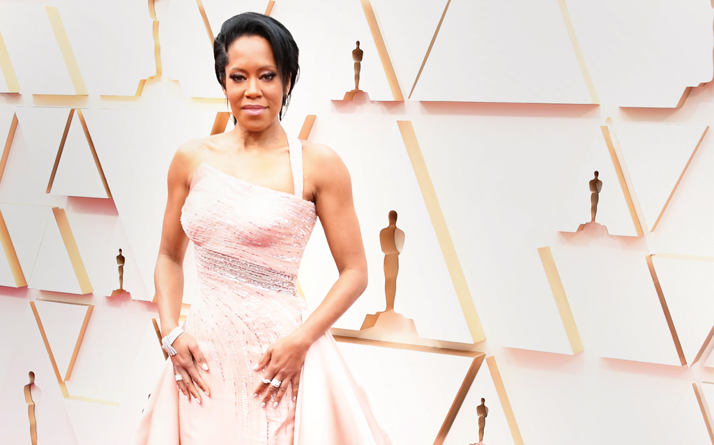 Regina King wearing Harry Winston’s Draperie diamond bracelet