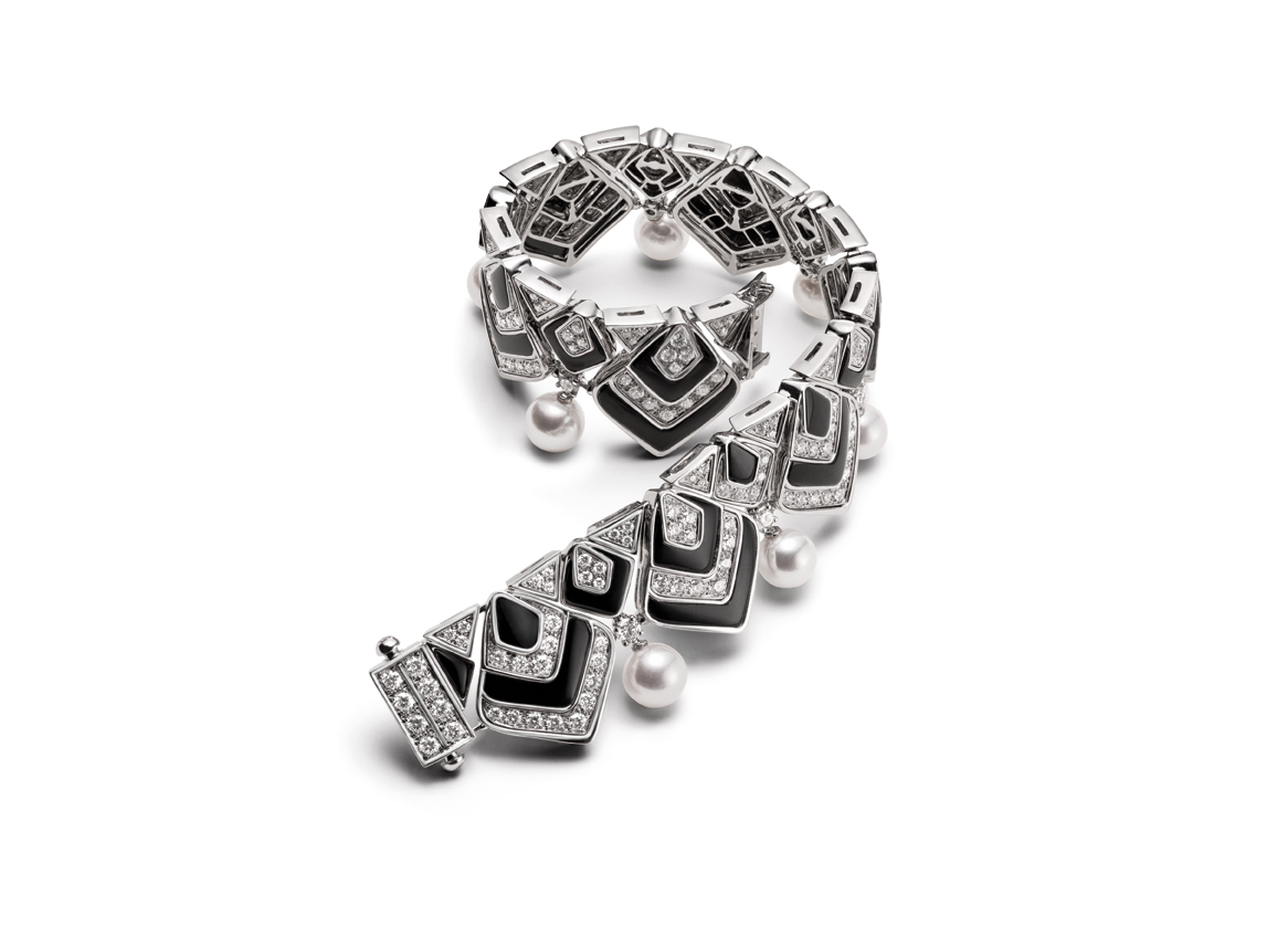 COLOR TREASURES BRACELET WITH ONYX INSERTS, PEARLS & DIAMONDS BY BVLGARI