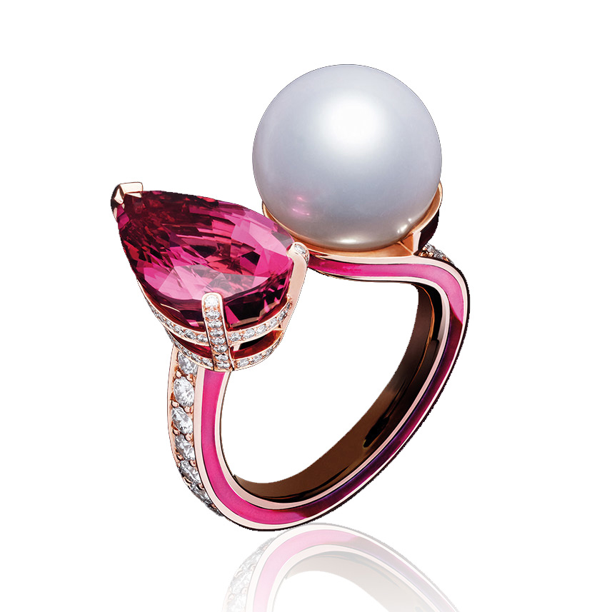 RED SPINEL WHITE PEARL RING - DIOR ET MOI
