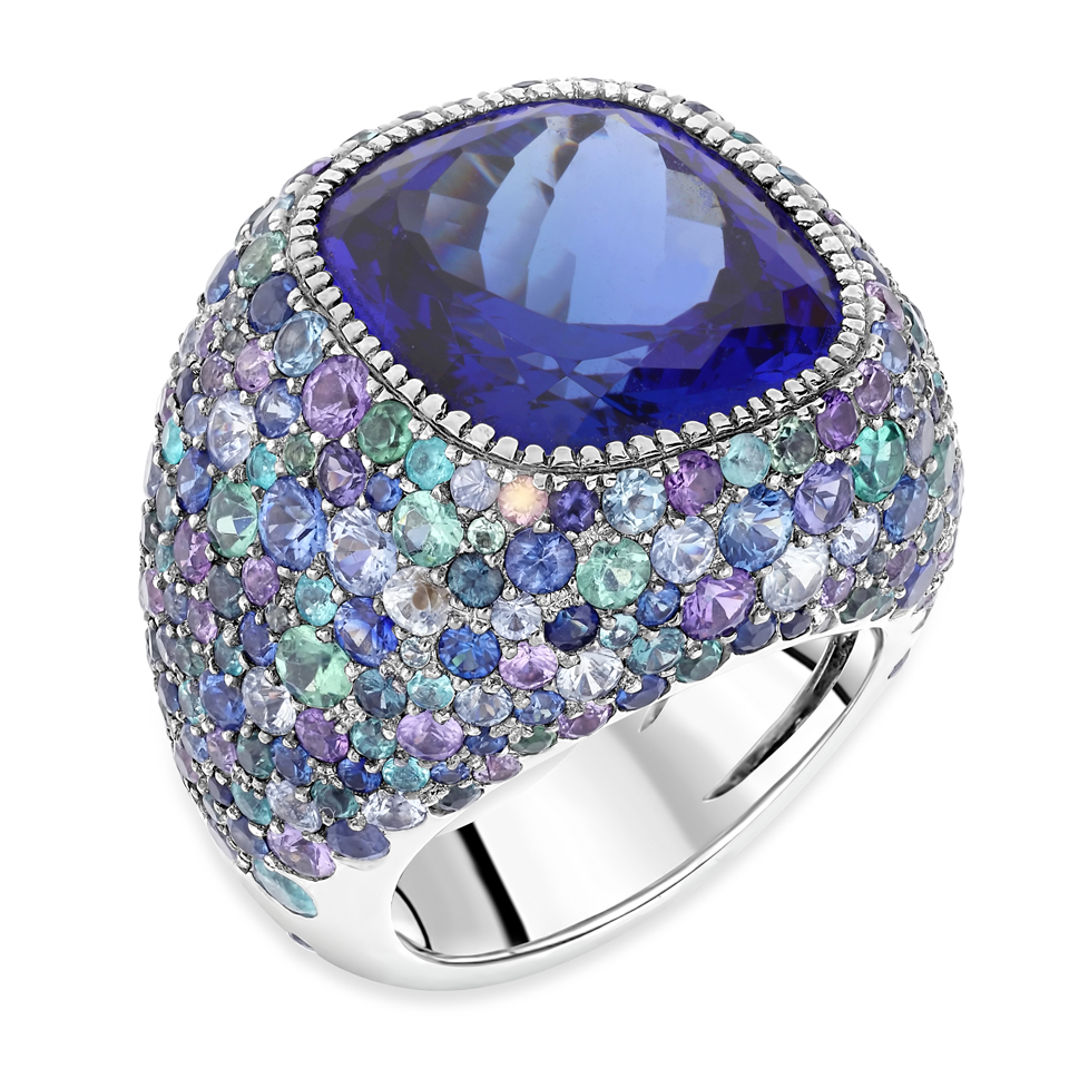 BAGUE A LA FOLIE CARDINALE TANZANITE