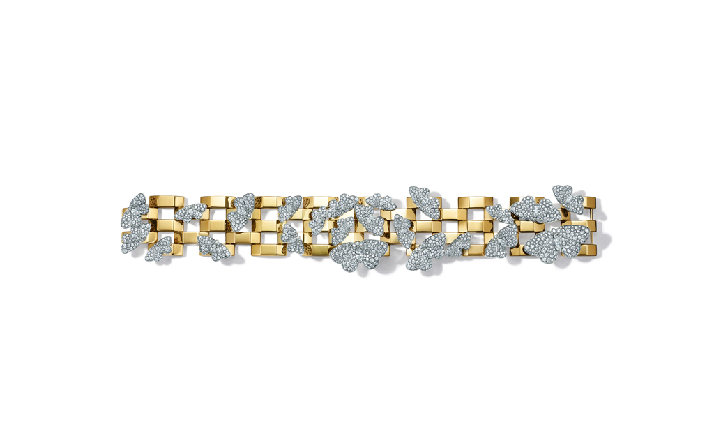 TIffany & Co.  Bracelet in 18k yellow gold and platinum with mixed-cut diamonds, over eight total carats