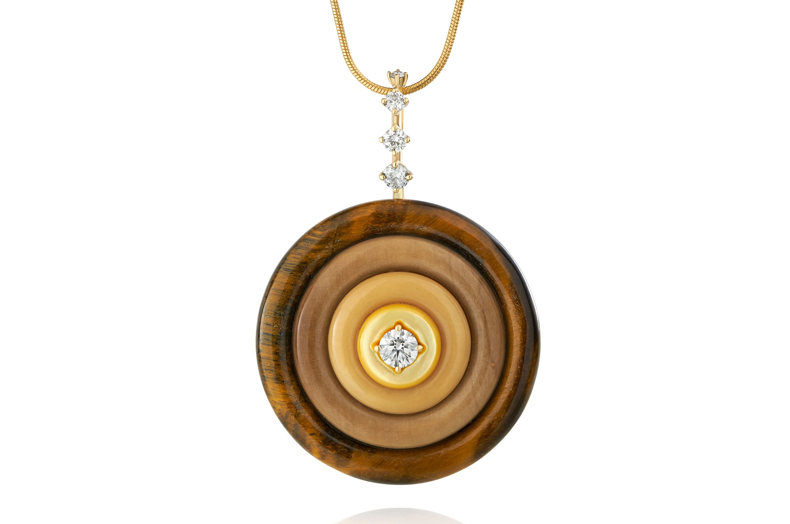  قلادة وأقراط Signal مصنوعة من الخشب والذهب والألماس من Fernando Jorge