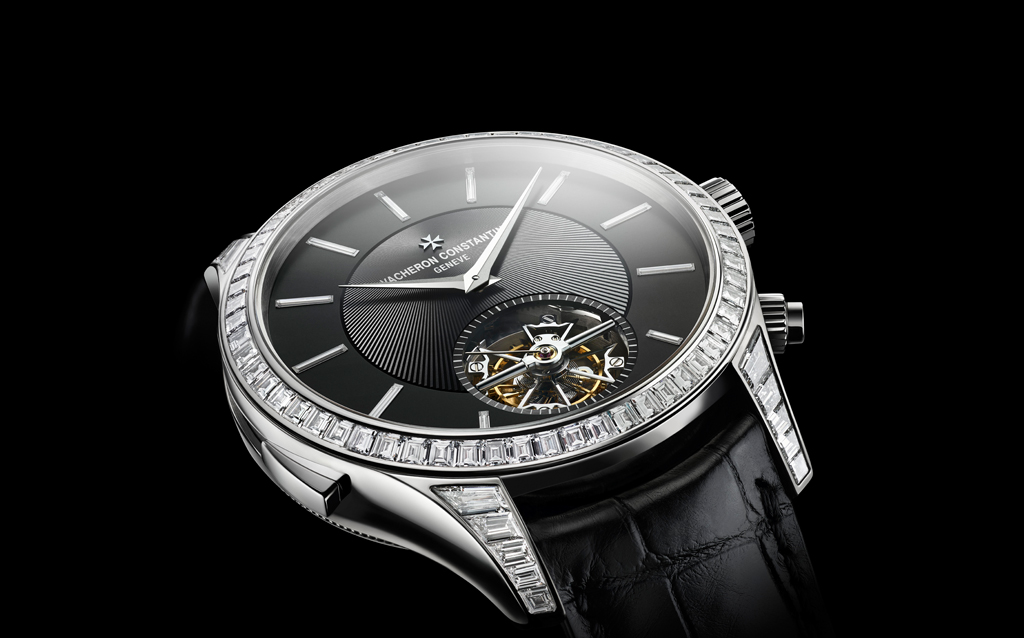 Vacheron Constantin Les Cabinotiers Minute Repeater Tourbillon Sky Chart.  Vacheron Constantin models currently created by its Les Cabinotiers department – heir to this prestigious history – delight the most demanding Fine Watchmaking connoisseurs, as vividly illustrated in Les Cabinotiers minute repeater tourbillon sky chart. The white gold case features a powerful aesthetic contrast: the bezel and lugs set with baguette-cut diamonds illuminate a pure black dial punctuated by baguette-cut diamo